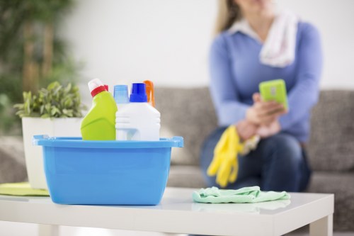 Steam carpet cleaning service in a high-traffic hallway